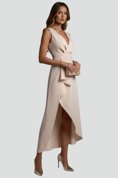 Lila | V-Neck Asymmetrical Hem Dress