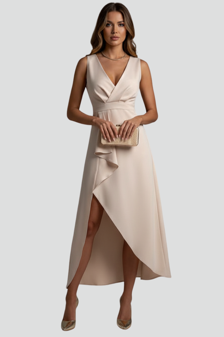 Lila | V-Neck Asymmetrical Hem Dress