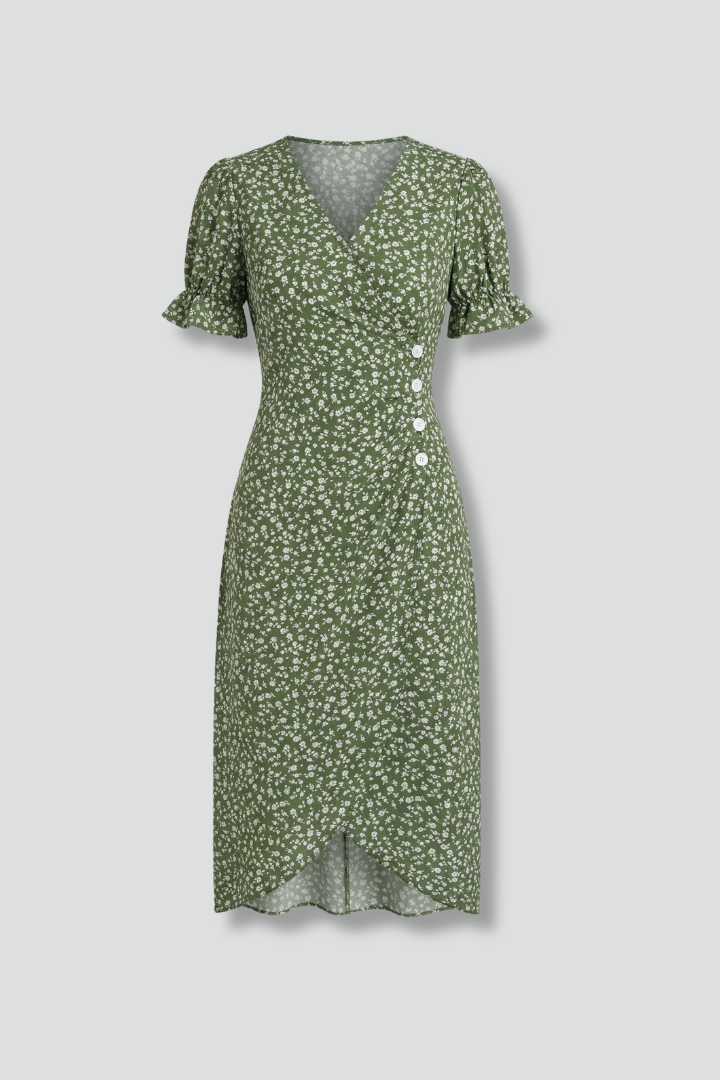 Lila | V-Neck Button Front Dress