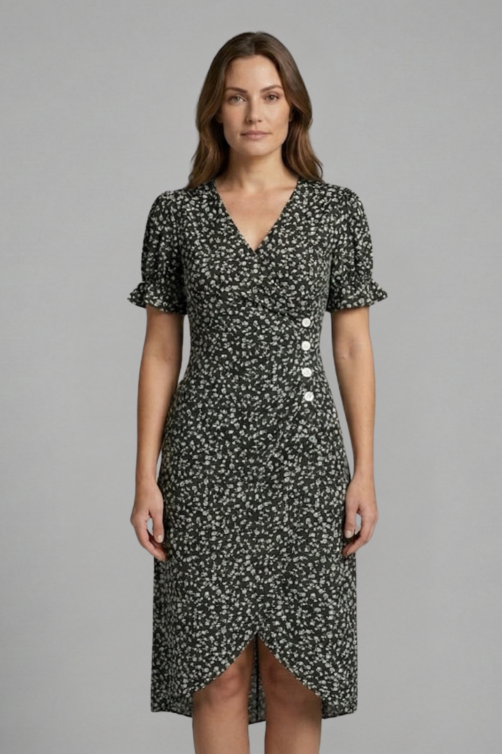 Lila | V-Neck Button Front Dress