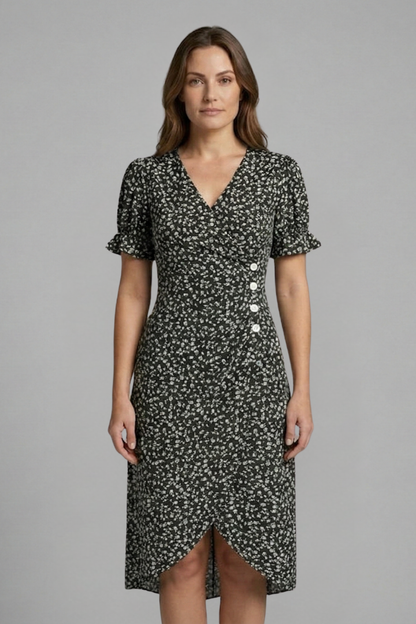 Lila | V-Neck Button Front Dress