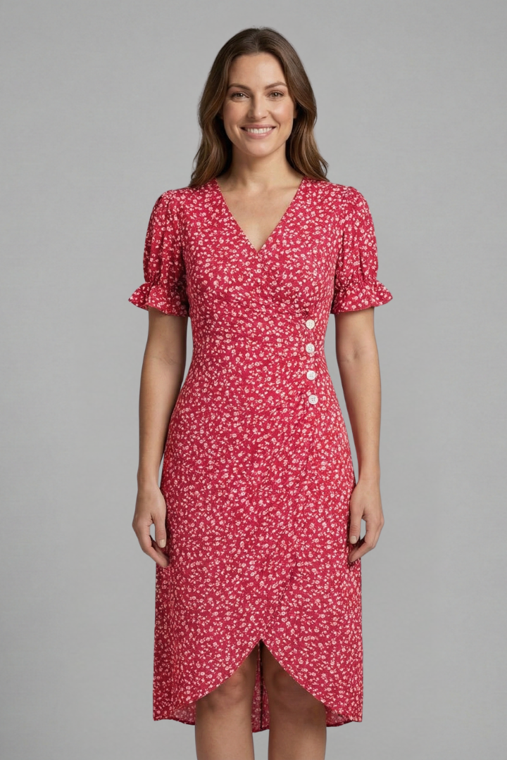 Lila | V-Neck Button Front Dress