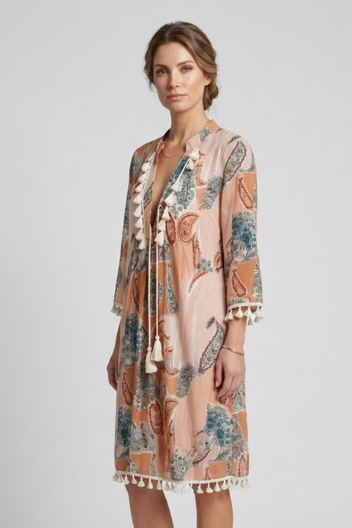 Lila | V-Neck Ruffle Trim Dress