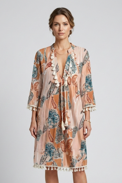 Lila | V-Neck Ruffle Trim Dress