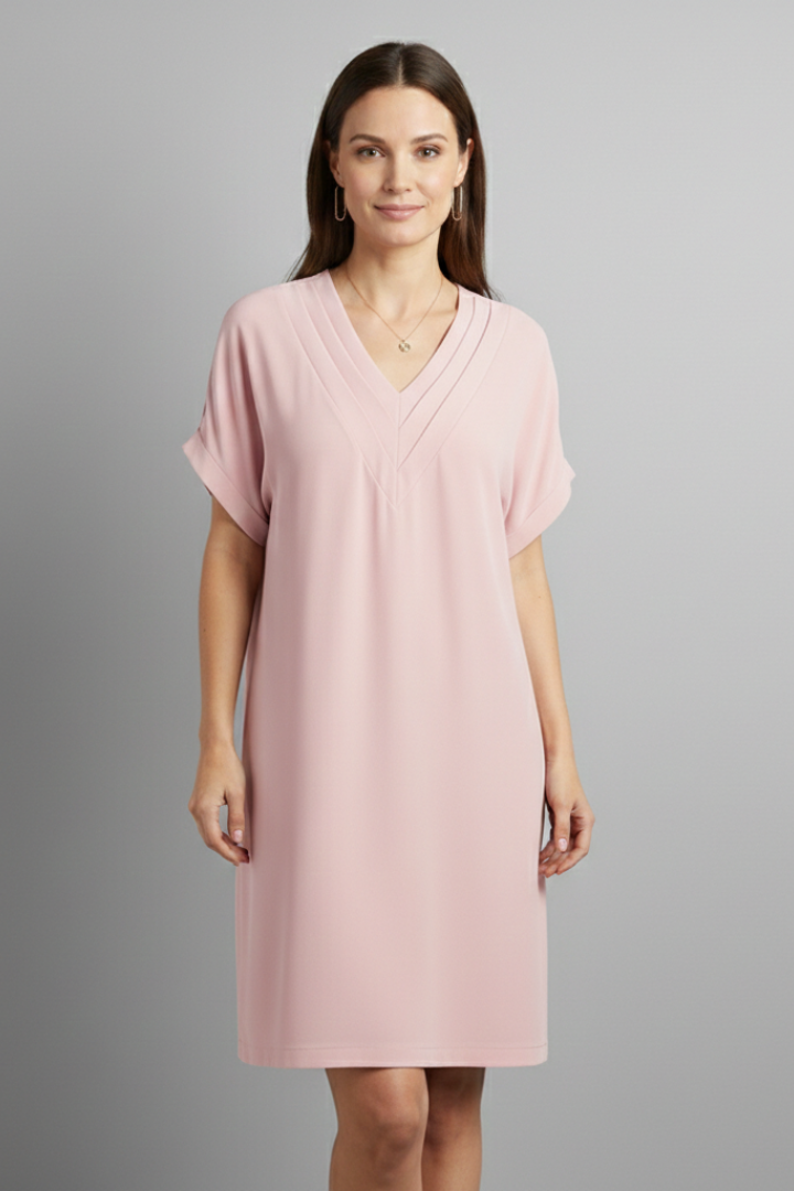 Lena | Elegant V-Neck Short Sleeve Dress