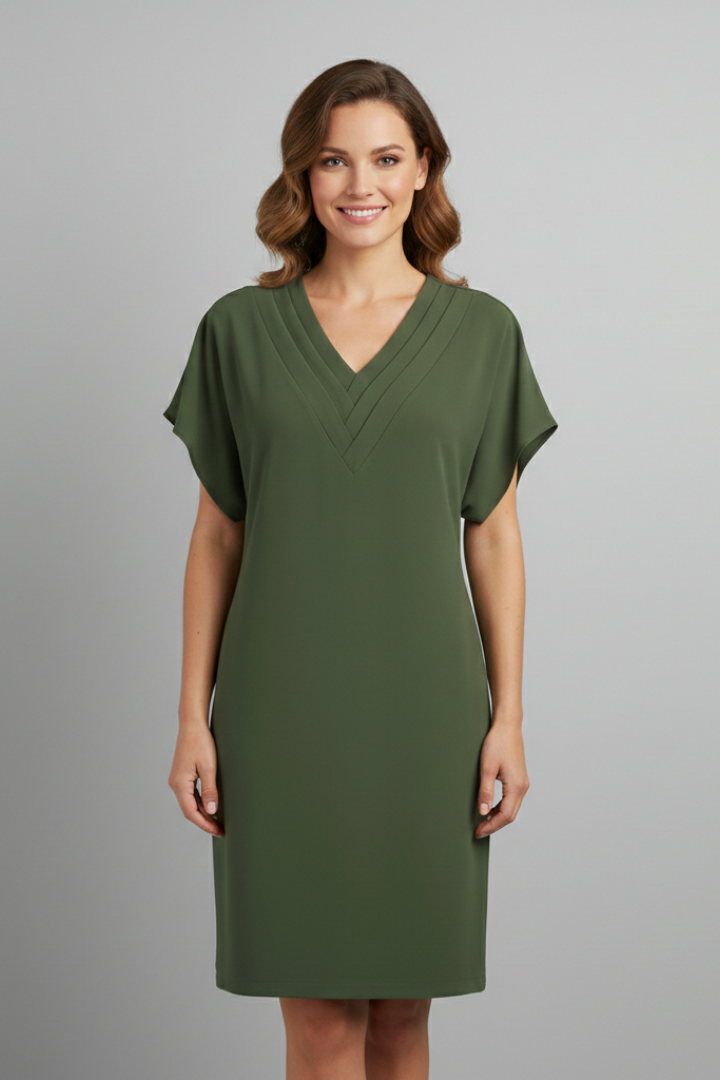 Lena | Elegant V-Neck Short Sleeve Dress