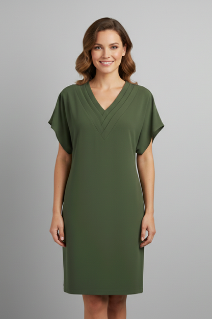 Lena | Elegant V-Neck Short Sleeve Dress