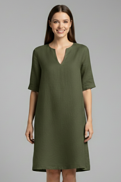 Lila | V-Neck Three-Quarter Sleeve Dress