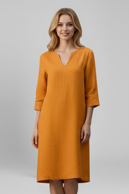 Lila | V-Neck Three-Quarter Sleeve Dress