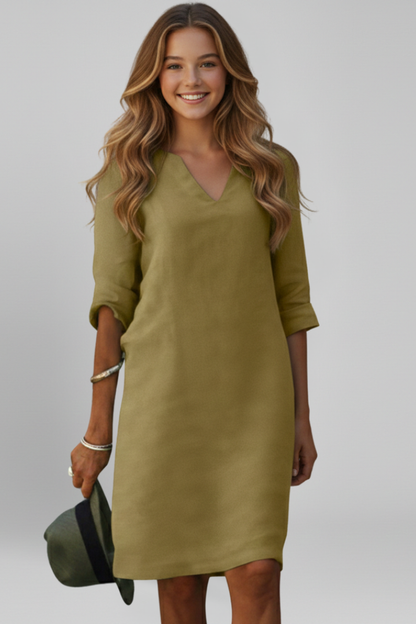 Lila | V-Neck Three-Quarter Sleeve Dress