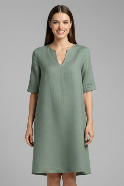 Lila | V-Neck Three-Quarter Sleeve Dress