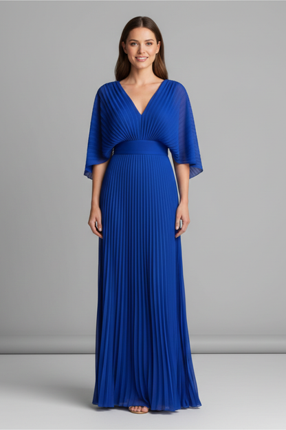 Vivienne | V-Neck Pleated Maxi Dress
