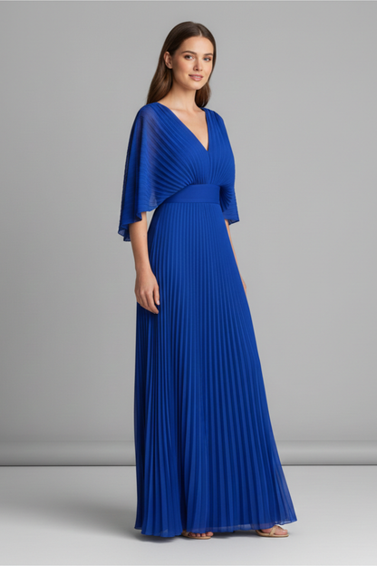 Vivienne | V-Neck Pleated Maxi Dress