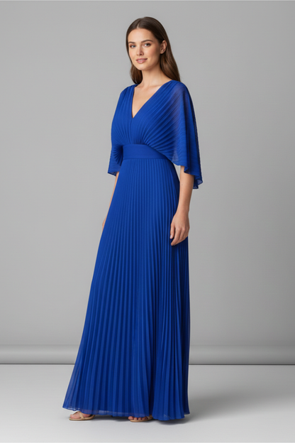 Vivienne | V-Neck Pleated Maxi Dress