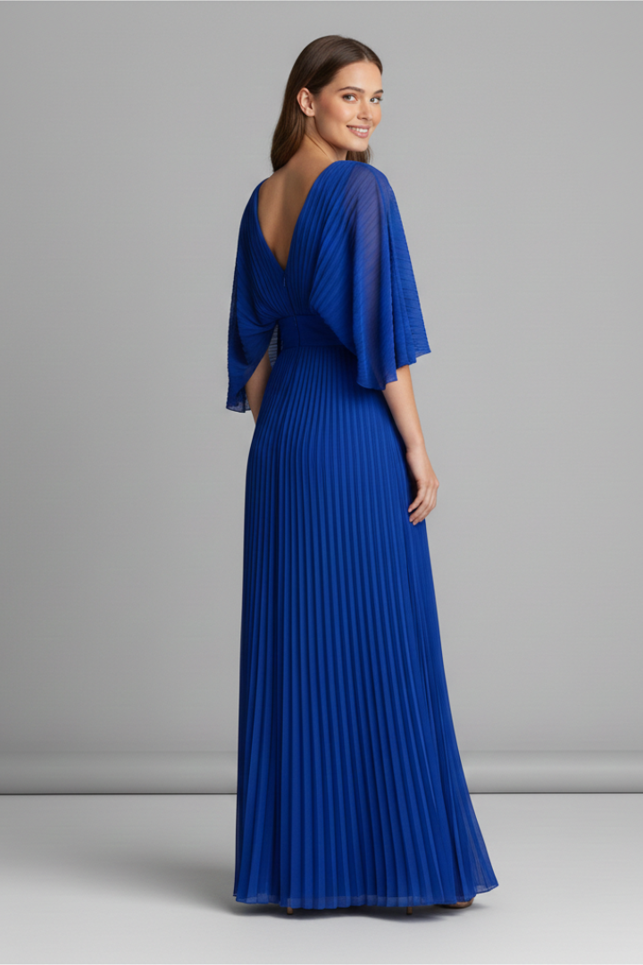 Vivienne | V-Neck Pleated Maxi Dress