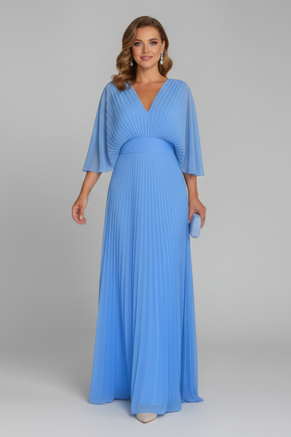 Vivienne | V-Neck Pleated Maxi Dress