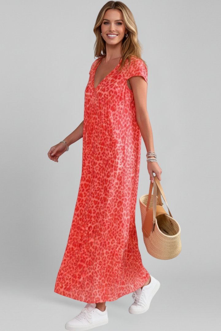 Luna | V Neck Printed Dress