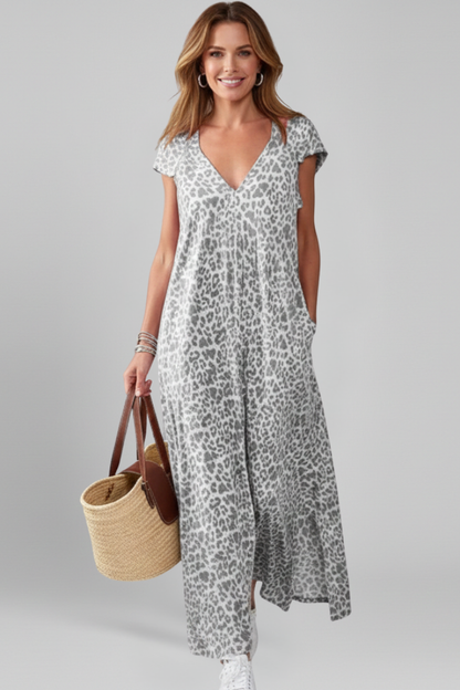Luna | V Neck Printed Dress