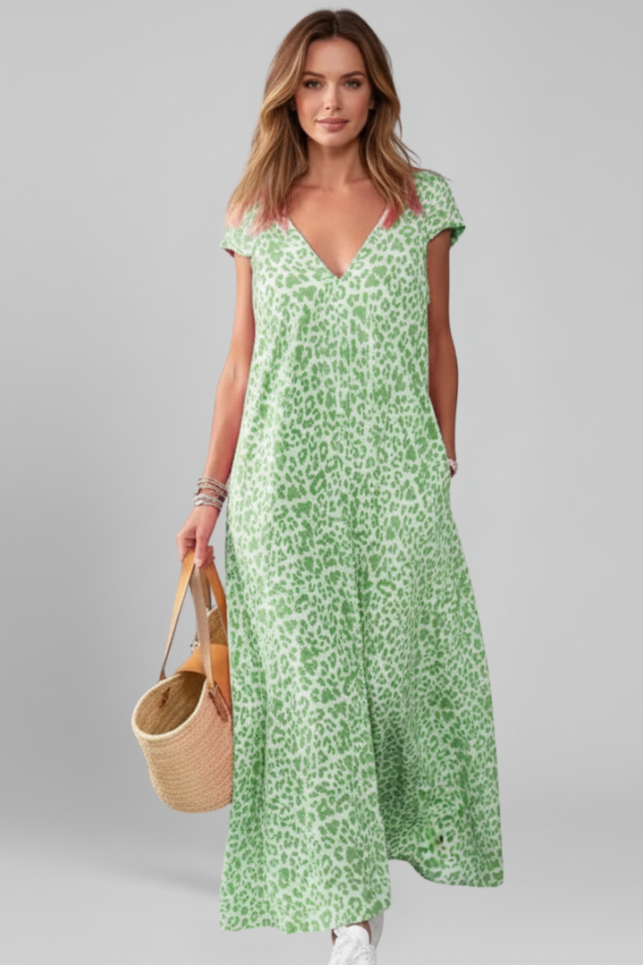 Luna | V Neck Printed Dress