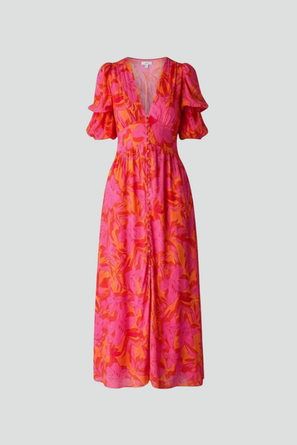 Lila | V Neck Puff Sleeve Dress