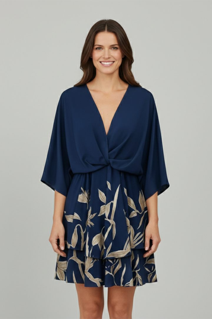 Lila | V Neck Ruffled Hem Dress