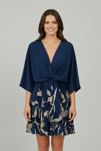Lila | V Neck Ruffled Hem Dress