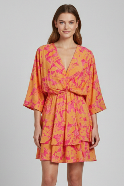 Lila | V Neck Ruffled Hem Dress