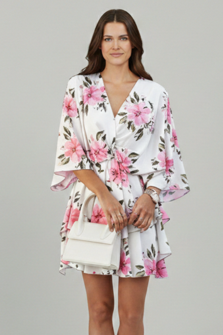 Lila | V Neck Ruffled Hem Dress