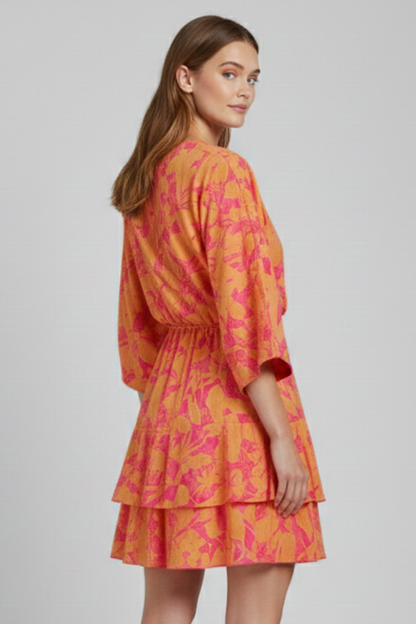 Lila | V Neck Ruffled Hem Dress
