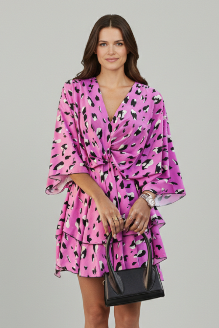 Lila | V Neck Ruffled Hem Dress
