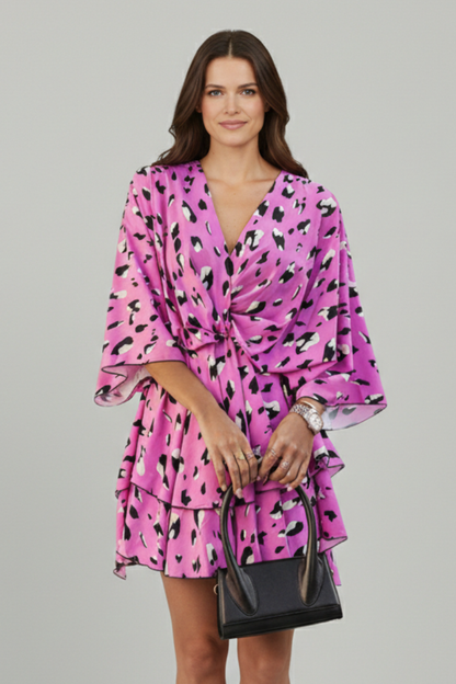 Lila | V Neck Ruffled Hem Dress