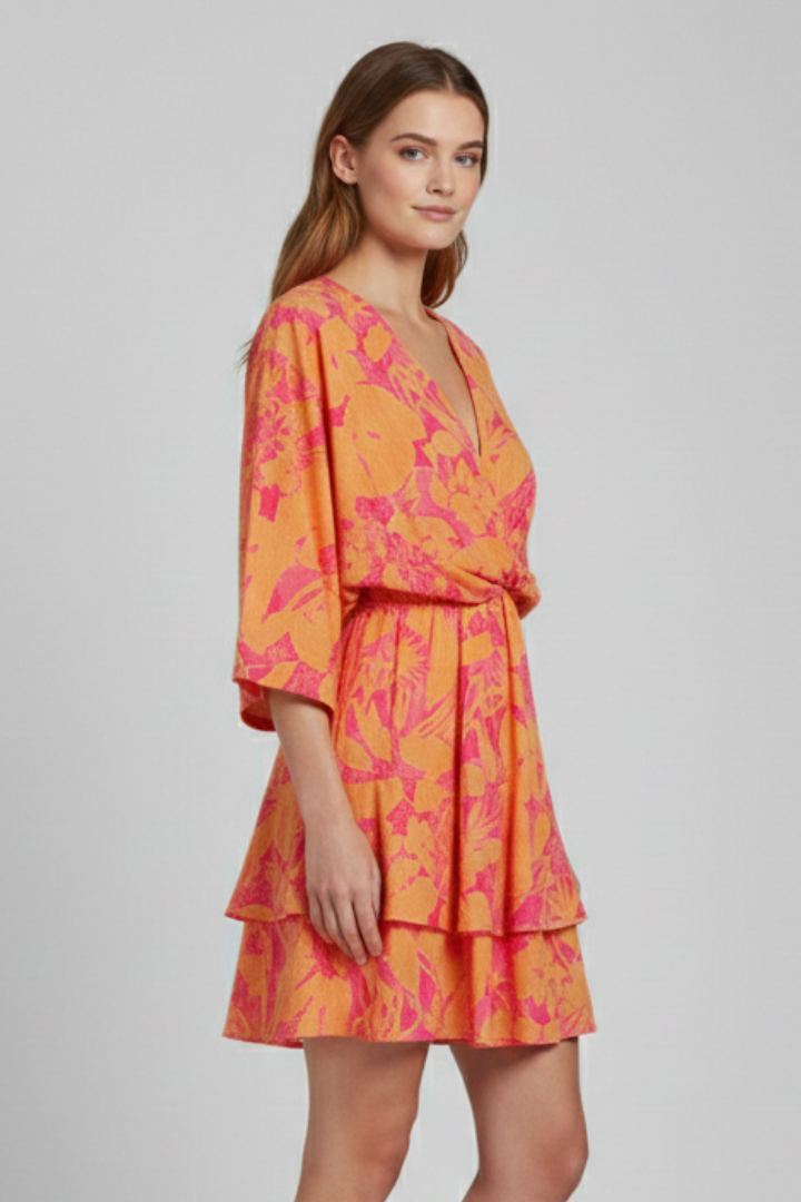 Lila | V Neck Ruffled Hem Dress