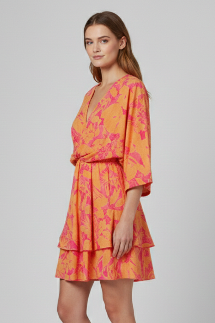 Lila | V Neck Ruffled Hem Dress