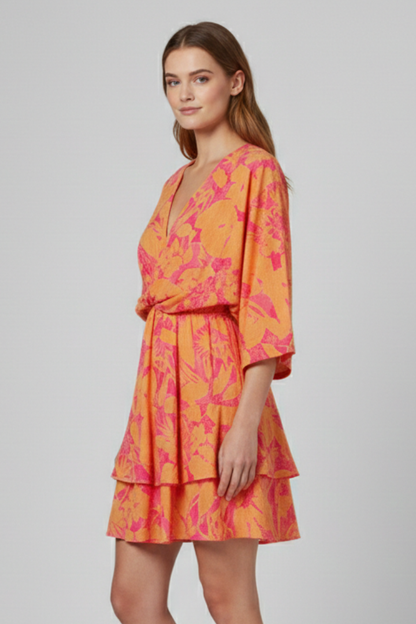 Lila | V Neck Ruffled Hem Dress