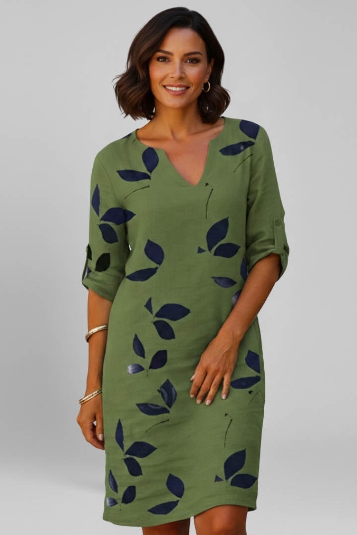Elena | V Neck Short Sleeve Dress