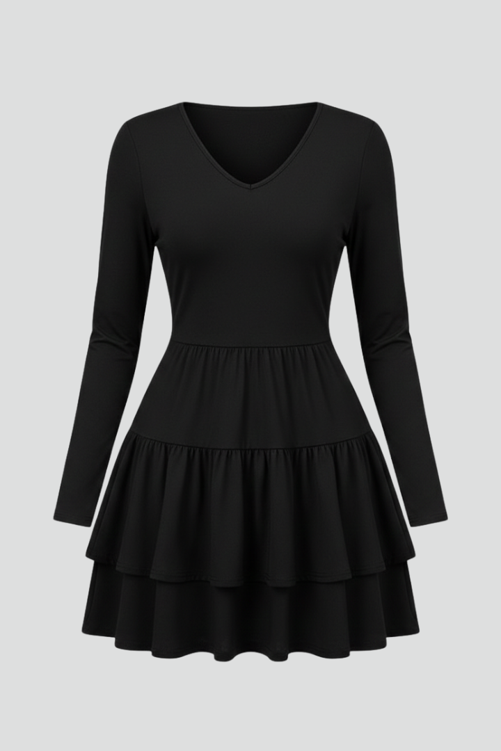 Lila | V Neck Tiered Skirt Dress