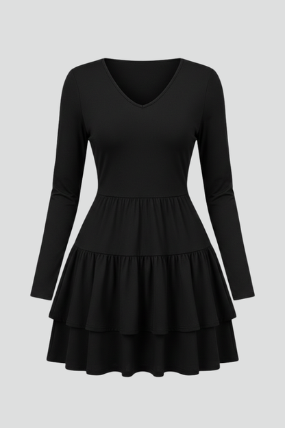 Lila | V Neck Tiered Skirt Dress