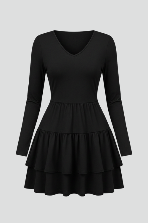 Lila | V Neck Tiered Skirt Dress