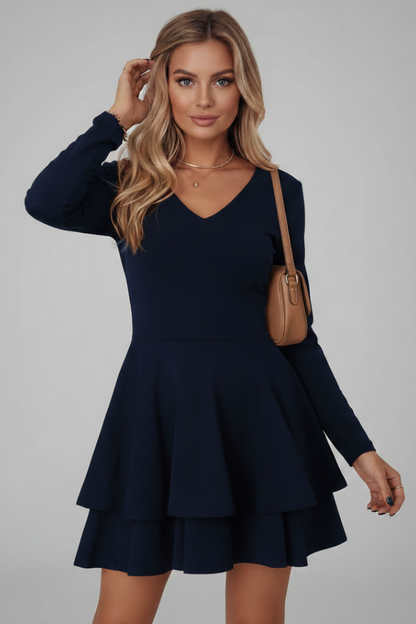 Lila | V Neck Tiered Skirt Dress