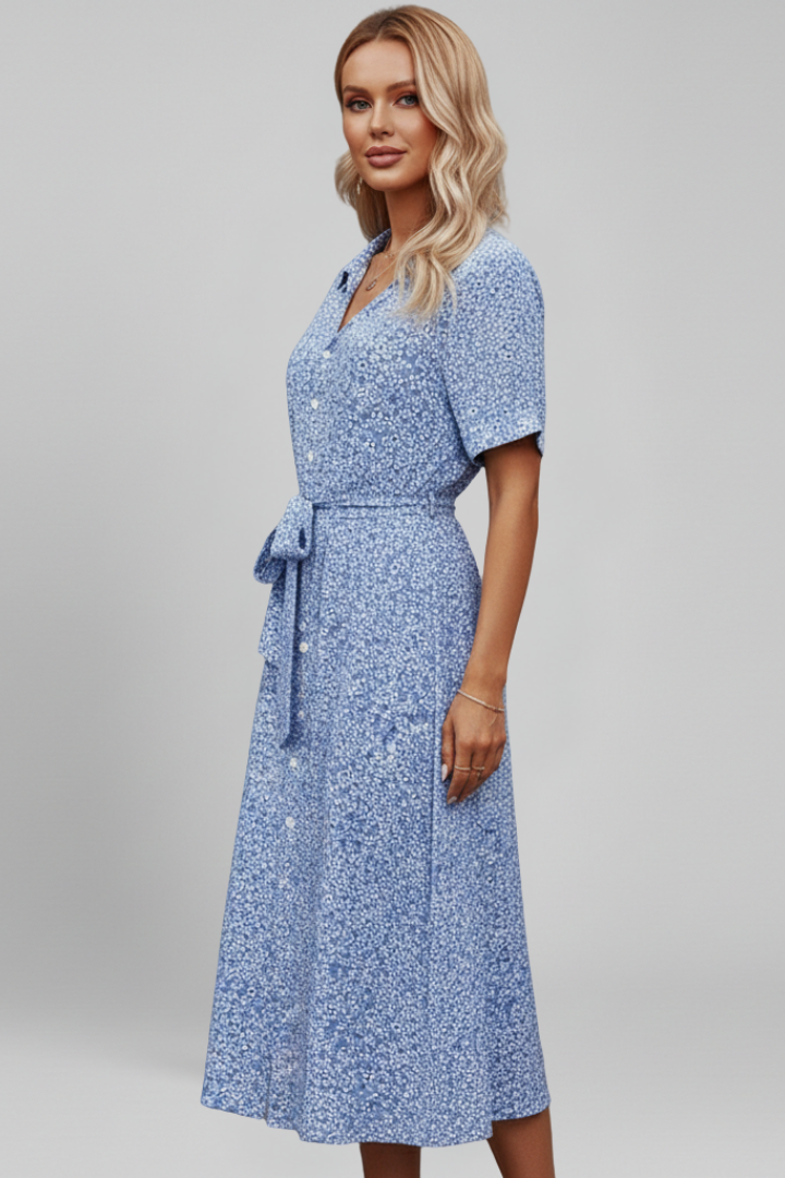 Lila | V Neckline Button-Down Dress
