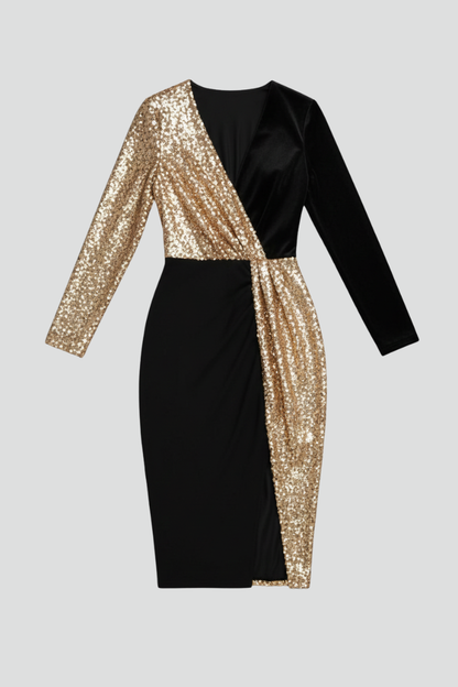Lila | V Neckline Long Sleeve Dress