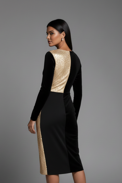 Lila | V Neckline Long Sleeve Dress