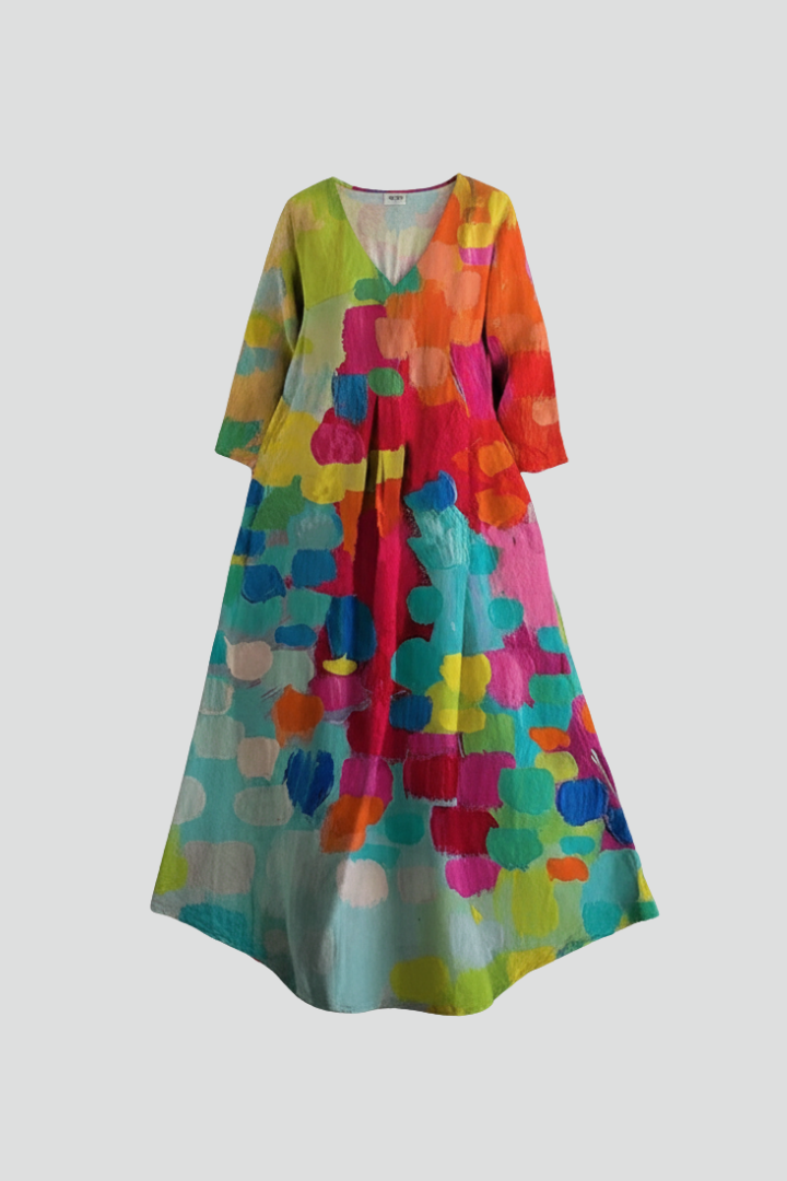 Elena | V Neck Printed Dress