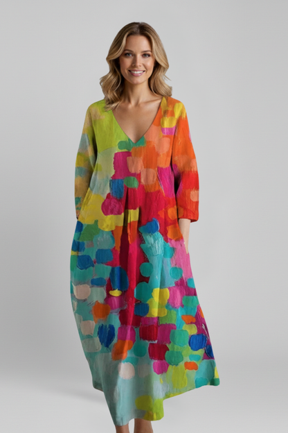 Elena | V Neck Printed Dress