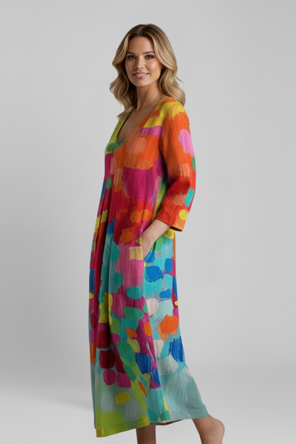 Elena | V Neck Printed Dress