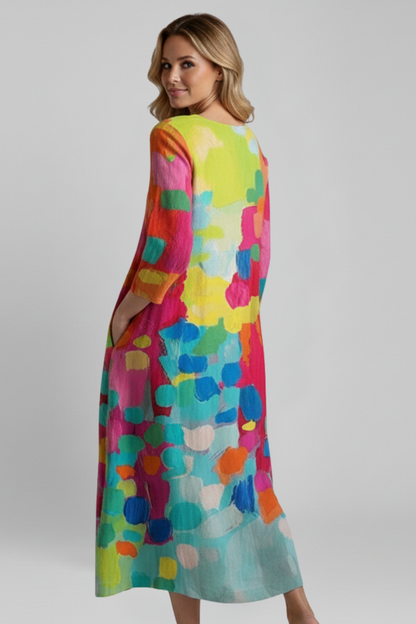 Elena | V Neck Printed Dress