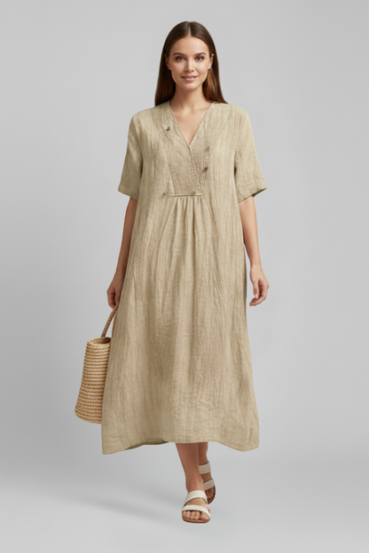 Lila | V Neckline Short Sleeve Dress