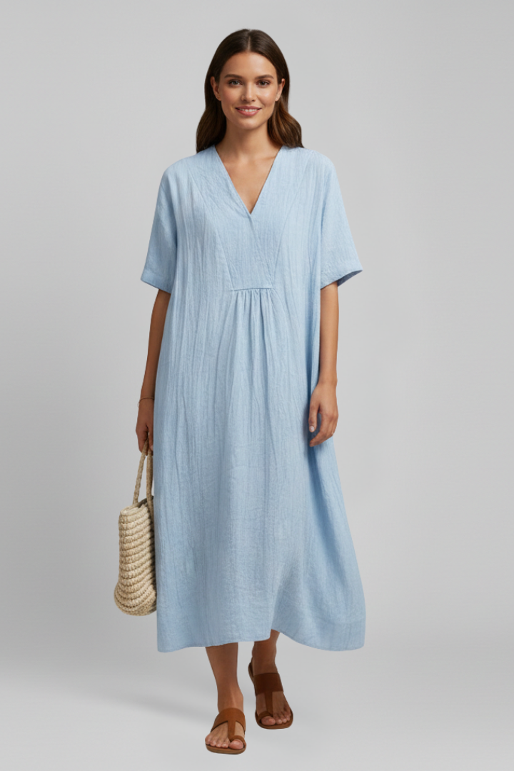 Isla | V Neckline Short Sleeve Dress