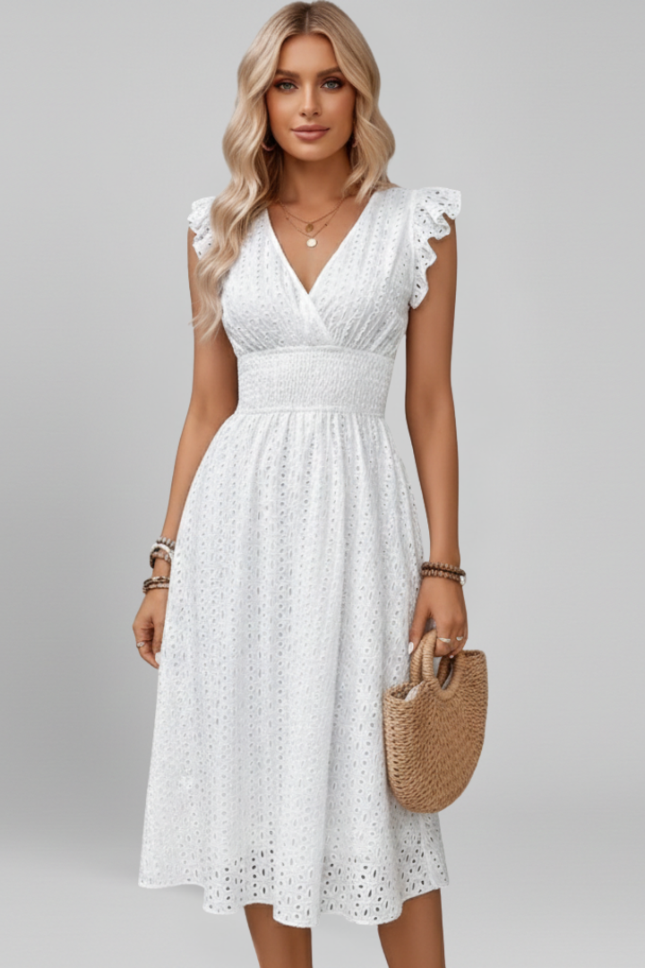 Lila | V Neckline Short Sleeve Dress