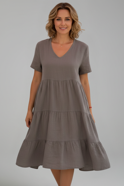Lila | V Neckline Short Sleeve Dress